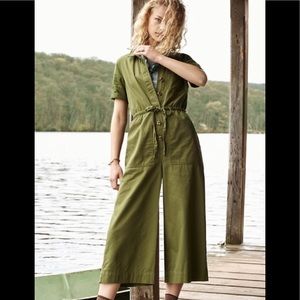 Madewell Olive Green Crop Wide Leg Utility Coverall SZ 2